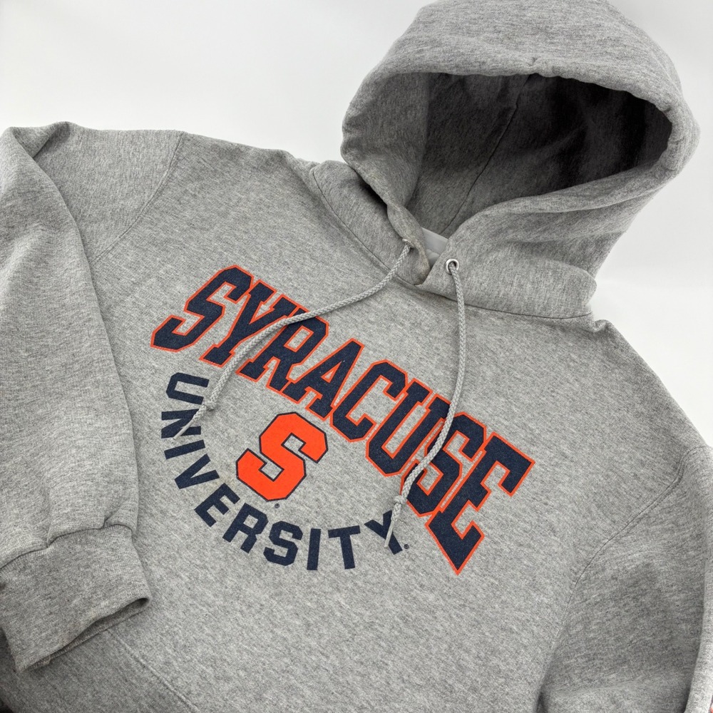 Champion Syracuse University Orange Hoodie Gray Sweatshirt Mens Medium